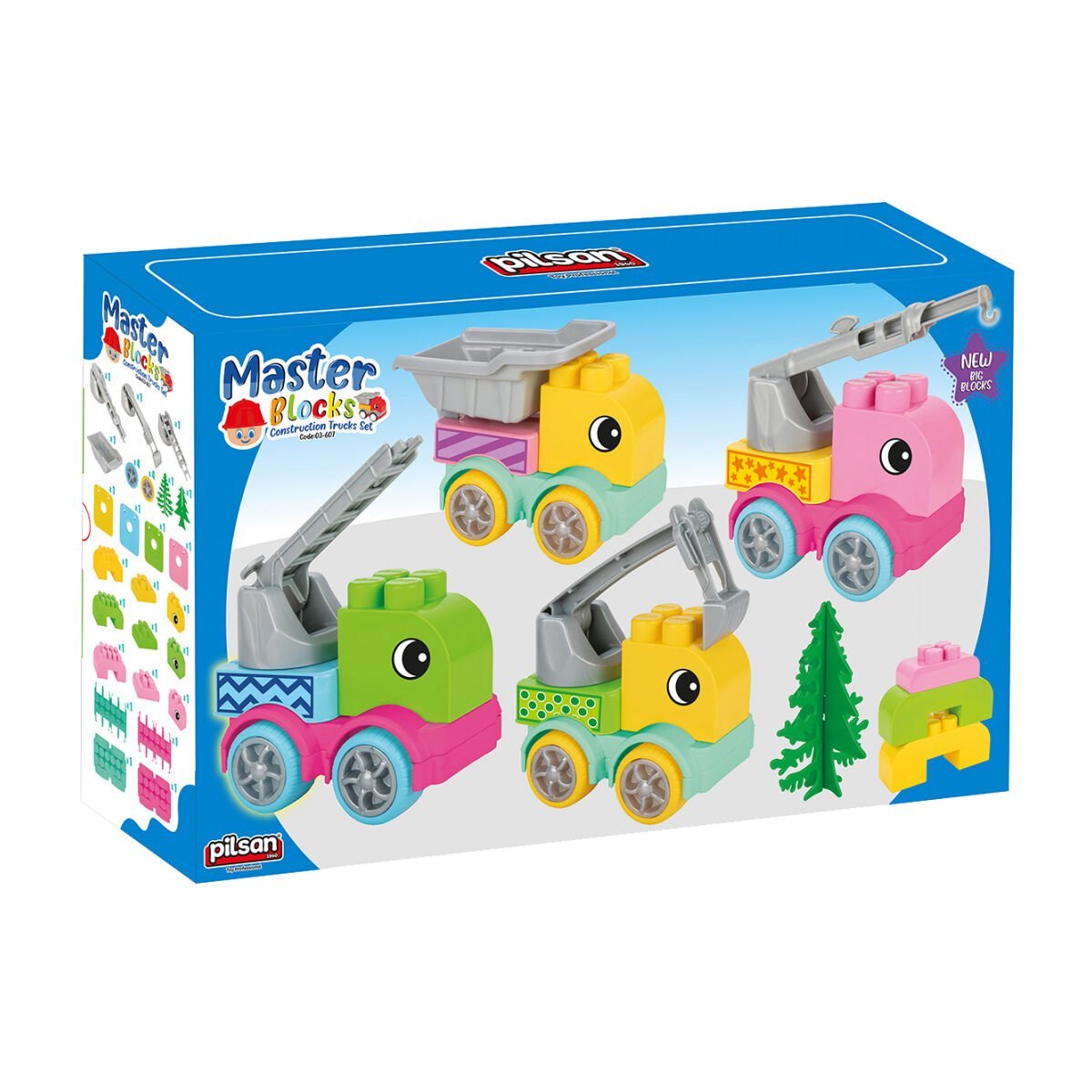 03 607 MASTER BLOKLAR İNŞAAT KAMYONLARI SETİ
