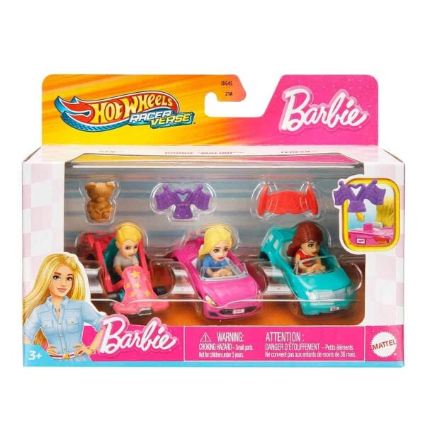 JDG45 Hot Wheels Racerverse Barbie 3 lü Araba Seti