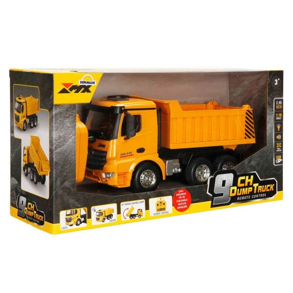 5083 SUN-RST-RC İŞ MAKİNESİ 1 18 DAMPERLİ KAMYON FF IŞIKLI 9CH 3 7V USB 2 4GHZ