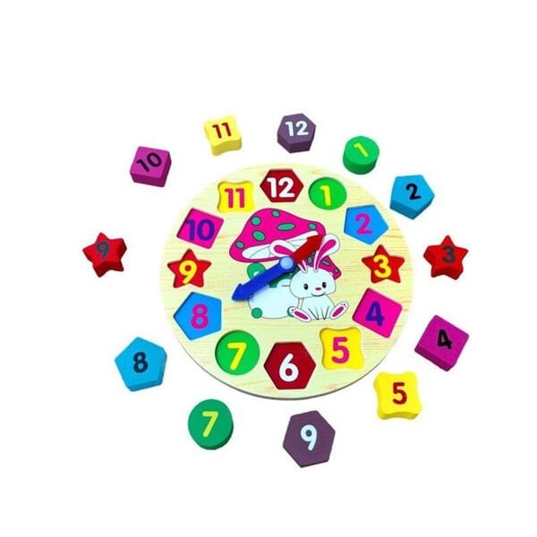 HMH-253 AHŞAP TAVŞAN GEOMETRİK BUL TAK RENKLİ SAAT