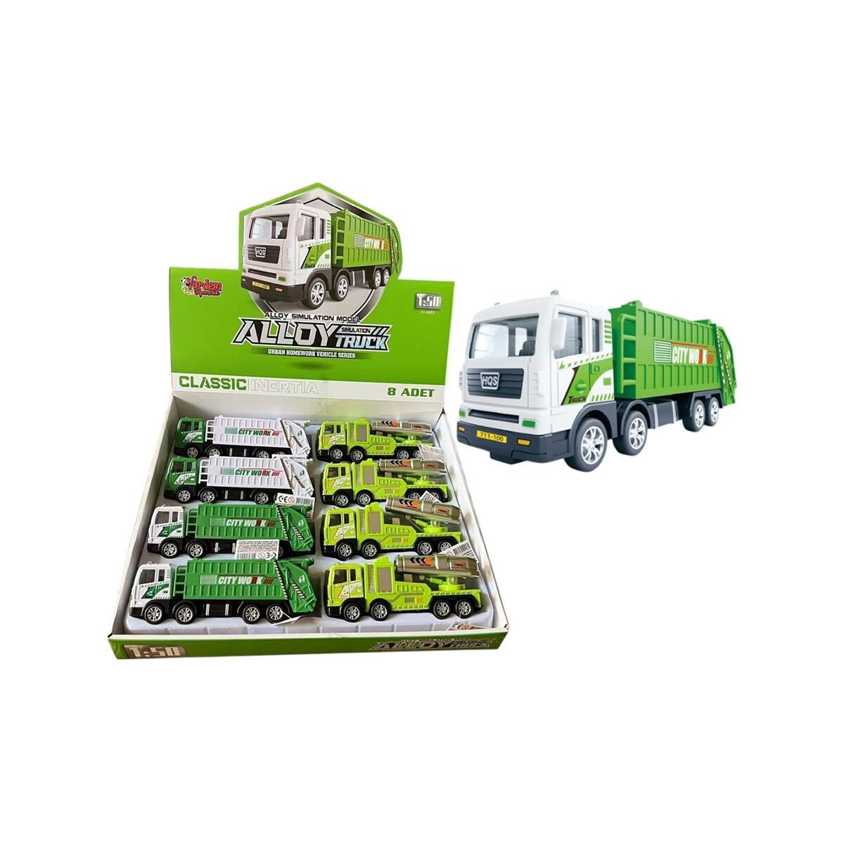 YH-711-57A SÜRTMELİ METAL 1:50 ÇÖP KAMYONU
