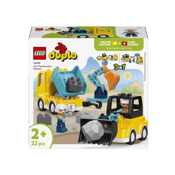10475 Lego Duplo 3ü1 arada İnşaat Araçları 22 parça +2 yaş