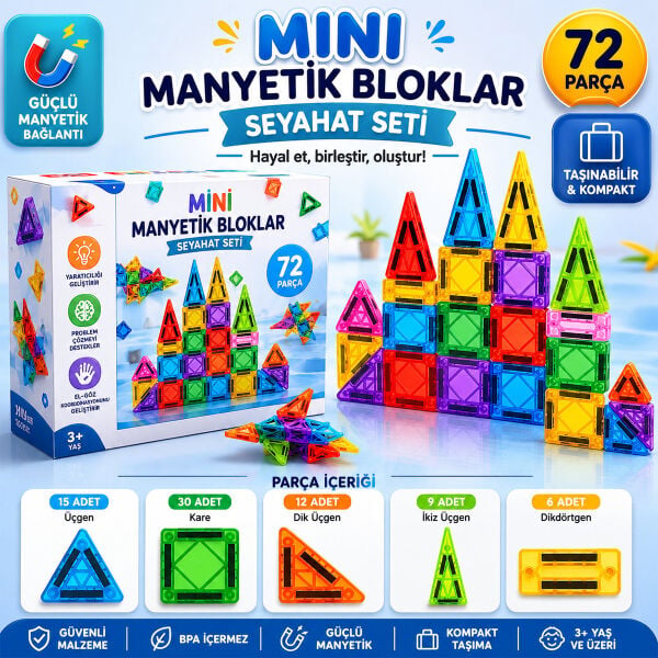 QXCW-72AH MİNİ MANYETİK BLOK 72 PARÇA