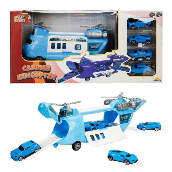 4782 SUN-RYL-MXX-GARAJ SET POLİS AMBULANS ASKER TAŞIYICI HELİKOPTER ARB 3R