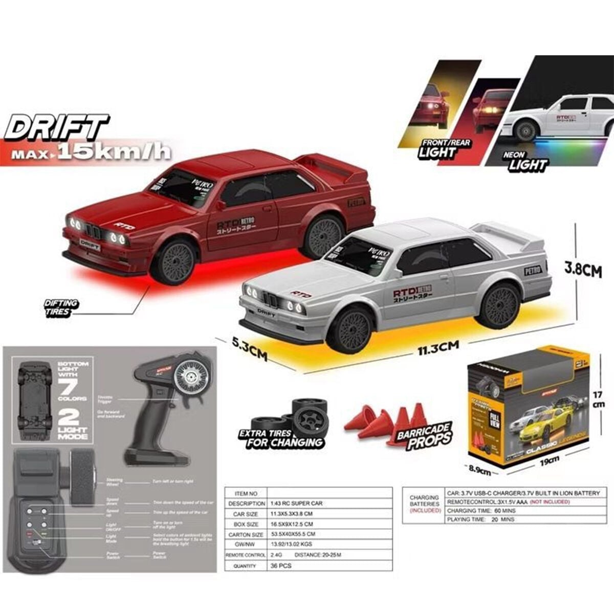8503 RETRO BMW VE MERCEDES 15 KM HIZ VE DRİFT YAPABİLEN ARAÇ