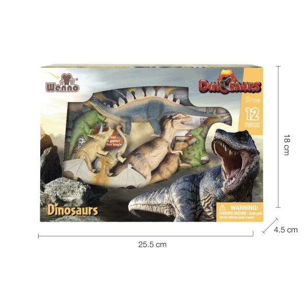 KUTULU 12PCS CIGTLIK ,VAHSİ, DINOZOR HAYVAN SETİ