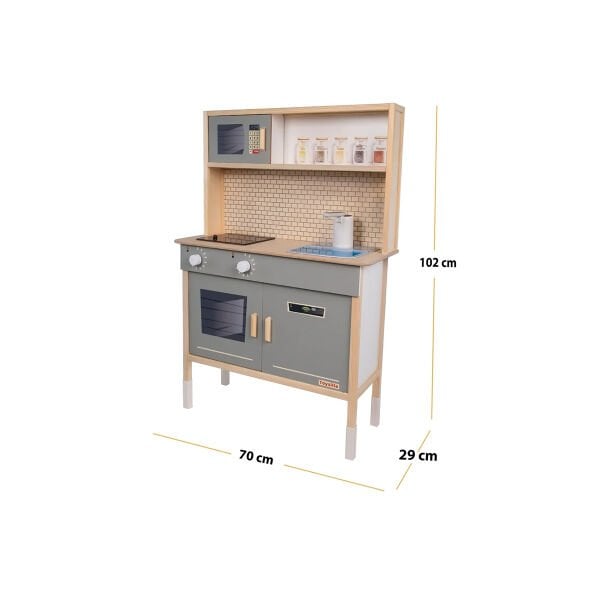 T1030 AHŞAP SU AKAN MUSLUKLU VE LEDLİ ÇOCUK MUTFAĞI YEŞİL