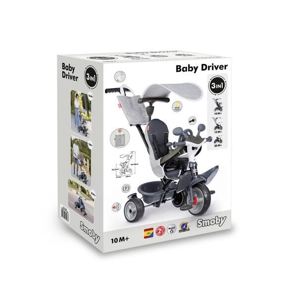 7600741503 Baby Driver Tricycle 3 Tekerlekli 3'ü 1 arada Gri Bisiklet +10 ay