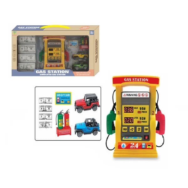 2192E-27 BENZİ İSTASYONU SİMÜLASYONU SESLİ IŞIKLI AKSESUARLI METAL ÇEK BIRAK ARA