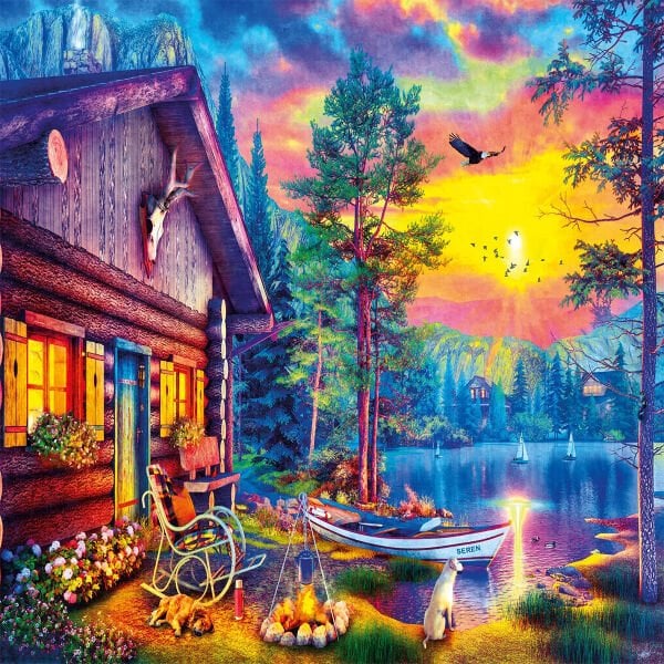 20818 PUZZLE 1000 Evening Sunset Cabin