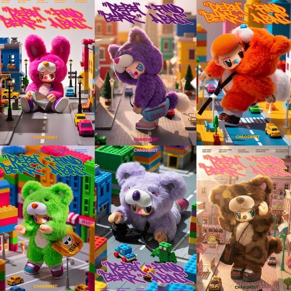 POPCSRB005 Rebel Bear Pozlanabilir Figür Çantalı Serisi
 6lı Display