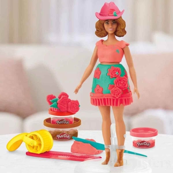 G1360 Play-Doh Barbie Çiçek Desenleri ve Püsküller Hamur Oyun Seti +3 yaş