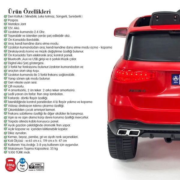 97-176 Bold Kumandalı Akülü Araba Kırmızı 12 Volt -Akar Oyuncak