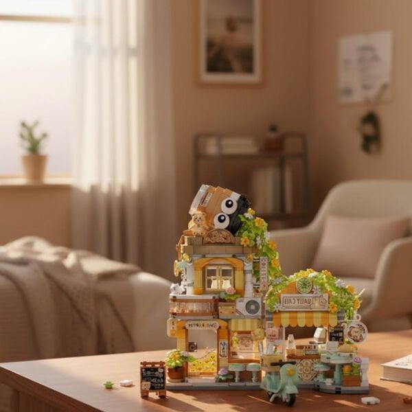 LZ-1382 LOZ KÜÇÜK AYI KAFE ÇİÇEKÇİ PONDA ÇAY EVİ 1077 PARÇA BLOCK OYUNCAK