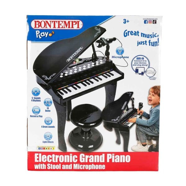 33546 SUN-BNT-PİYANO ELEKTRONİK MİKROFONLU TABURELİ IŞIKLI